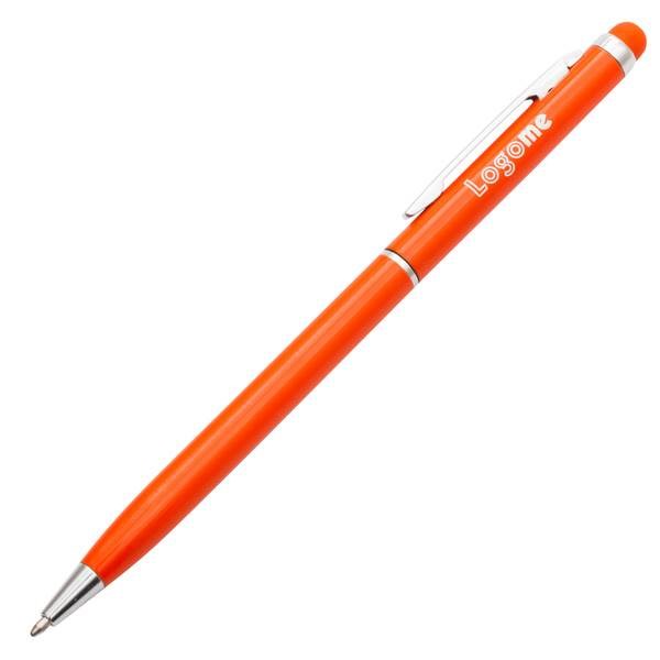 Obrázky: Štíhlé hliník. kulič. pero se stylusem, oranžové, Obrázek 4