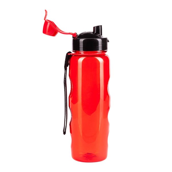 Obrázky: Červená sportovní lahev z plastu 700 ml s poutkem, Obrázek 2