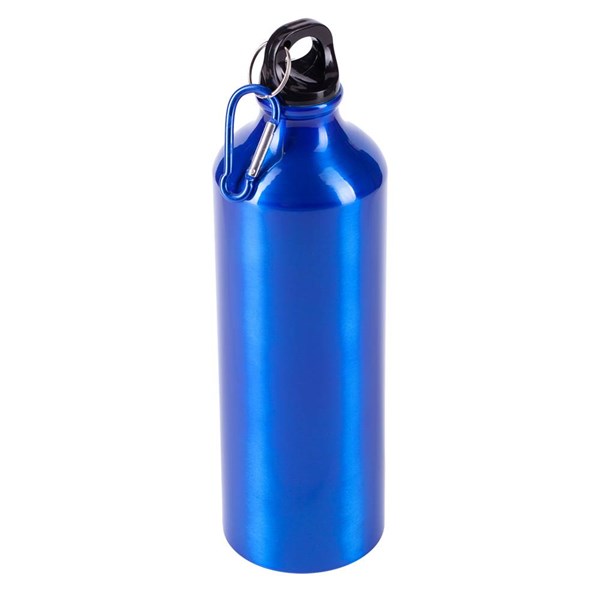 Obrázky: Modrá hliníková lahev 800 ml s karabinou, lesklá