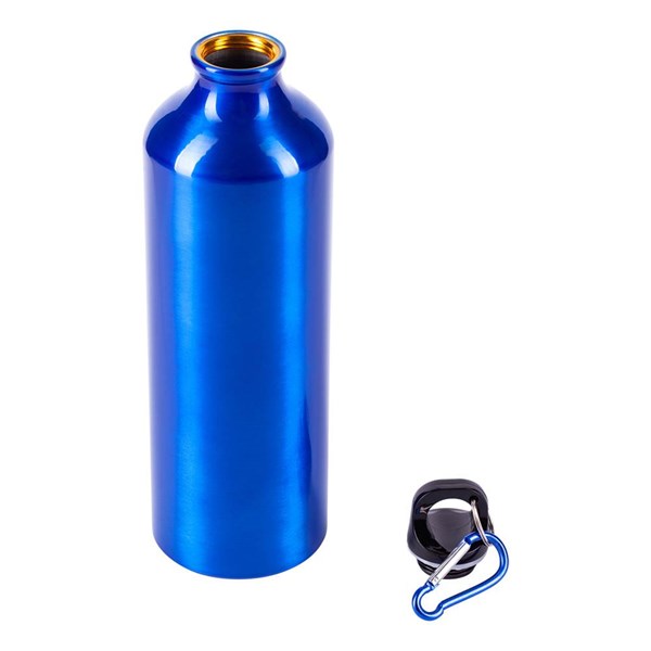 Obrázky: Modrá hliníková lahev 800 ml s karabinou, lesklá, Obrázek 2
