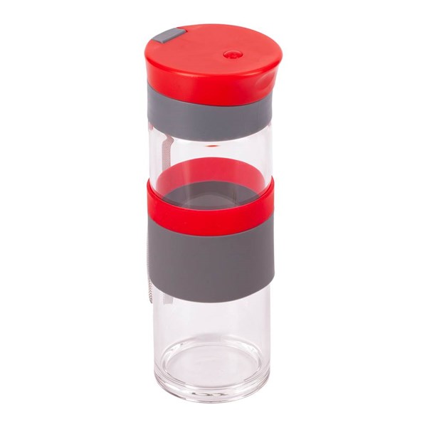 Obrázky: Lahev 440 ml z borosilikátového skla, červená