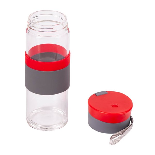 Obrázky: Lahev 440 ml z borosilikátového skla, červená, Obrázek 2