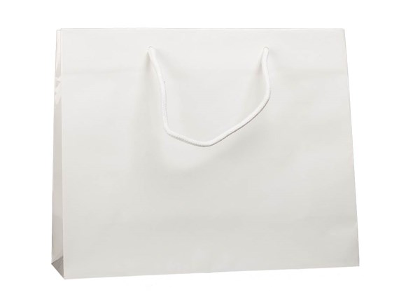 Obrázky: Papírová taška 42x13x37 cm textil.šňůrky, bílý lak