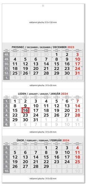 Obrázky: Tříměsíční nástěnný SKLÁDACÍ MAXI kalendář šedý, Obrázek 2