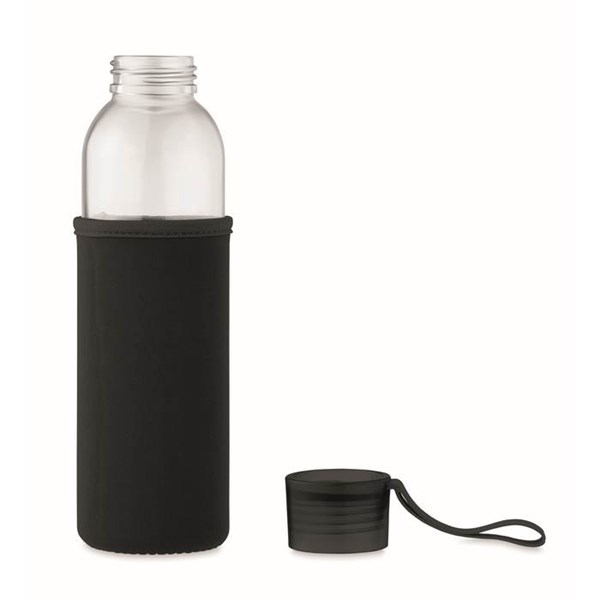 Obrázky: Láhev ze skla s černým neopren. obalem, 500 ml, Obrázek 6