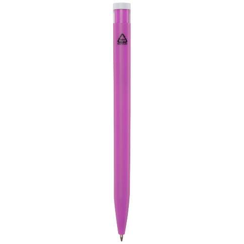 Obrázky: Růžové kuličkové pero, bílý klip, rec. plast, MN, Obrázek 2