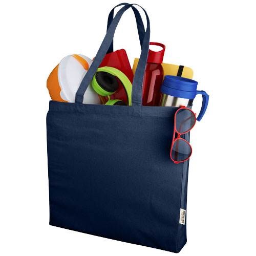 Obrázky: Tm. modrá recykl. nákupní taška 220g,dlouhé držadla, Obrázek 3
