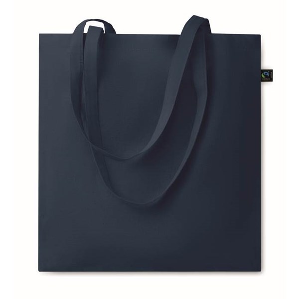 Obrázky: Tm.modrá nákup. taška z fairtrade BA 140g,delší uši