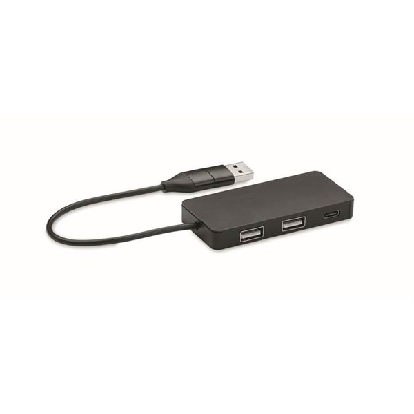 Obrázky: USB rozbočovač s 20cm kabelem, černý