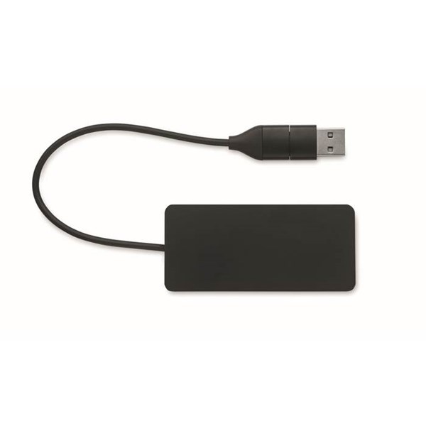 Obrázky: USB rozbočovač s 20cm kabelem, černý, Obrázek 2