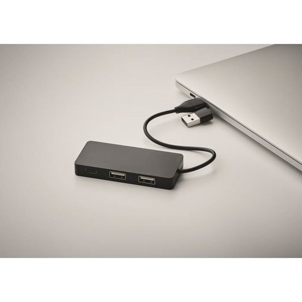 Obrázky: USB rozbočovač s 20cm kabelem, černý, Obrázek 5