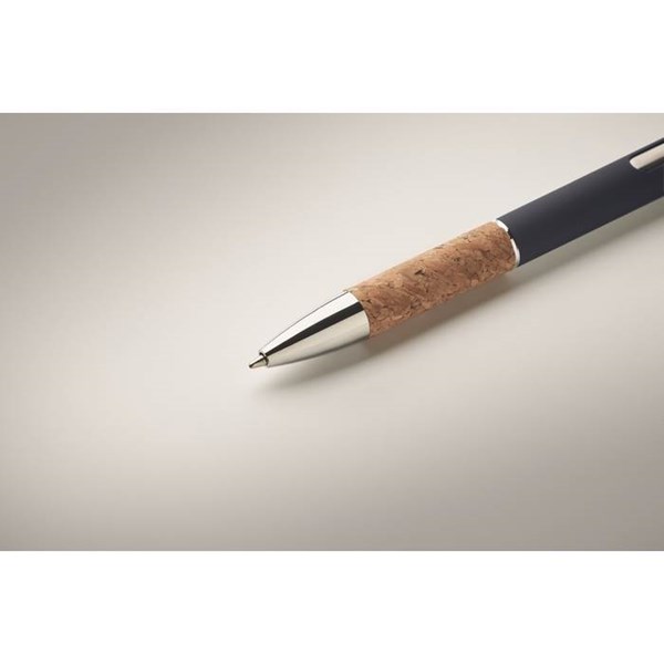 Obrázky: Hliníkové pero s korkovým úchopem, modrá, MN, Obrázek 3