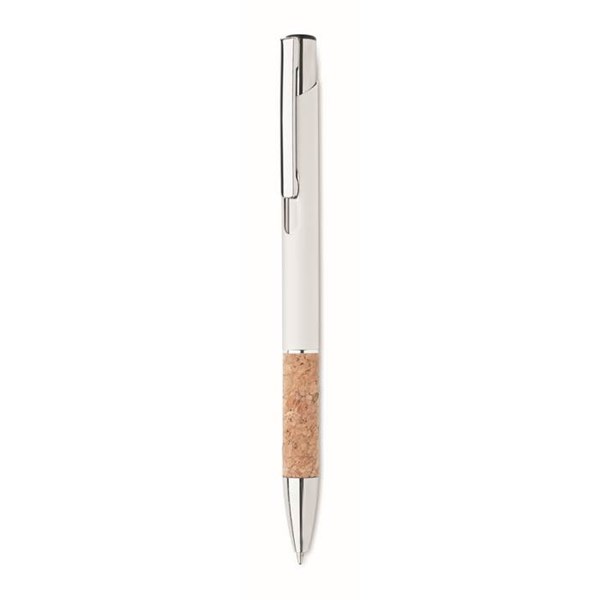 Obrázky: Hliníkové pero s korkovým úchopem, bílá, MN