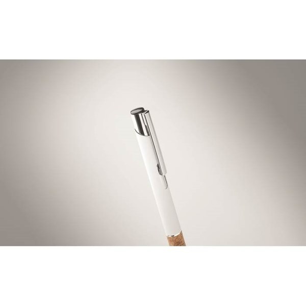 Obrázky: Hliníkové pero s korkovým úchopem, bílá, MN, Obrázek 2