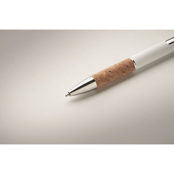 Obrázky: Hliníkové pero s korkovým úchopem, bílá, MN, Obrázek 3