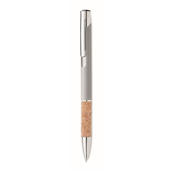 Obrázky: Hliníkové pero s korkovým úchopem, stříbrná, MN