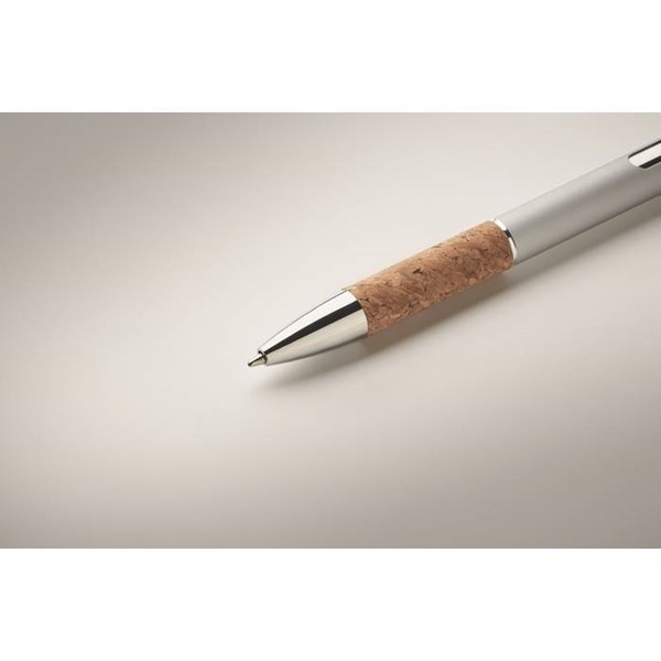 Obrázky: Hliníkové pero s korkovým úchopem, stříbrná, MN, Obrázek 3
