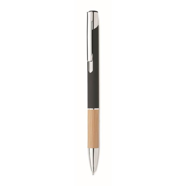 Obrázky: Hliníkové pero s bambusovým úchopem, černá, MN