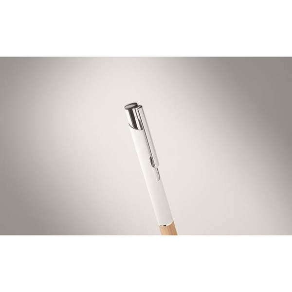 Obrázky: Hliníkové pero s bambusovým úchopem, bílá, MN, Obrázek 2