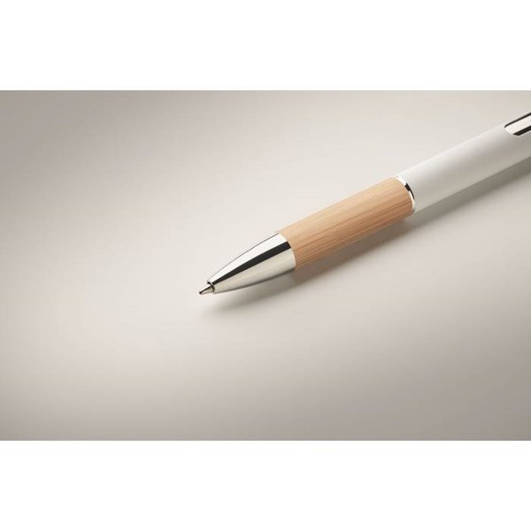 Obrázky: Hliníkové pero s bambusovým úchopem, bílá, MN, Obrázek 3
