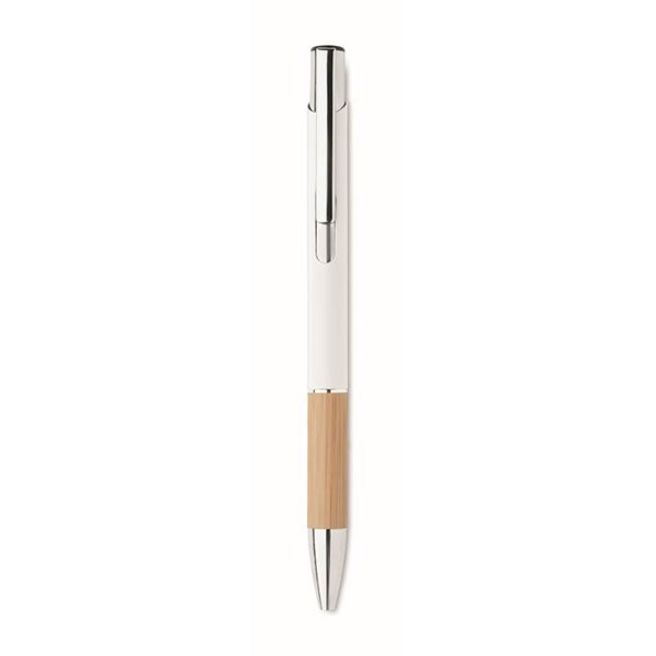 Obrázky: Hliníkové pero s bambusovým úchopem, bílá, MN, Obrázek 4