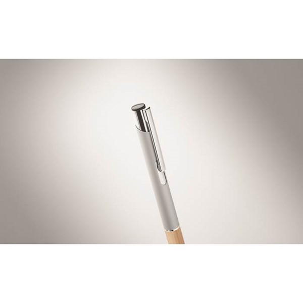 Obrázky: Hliníkové pero s bambusovým úchopem, stříbrná, MN, Obrázek 2