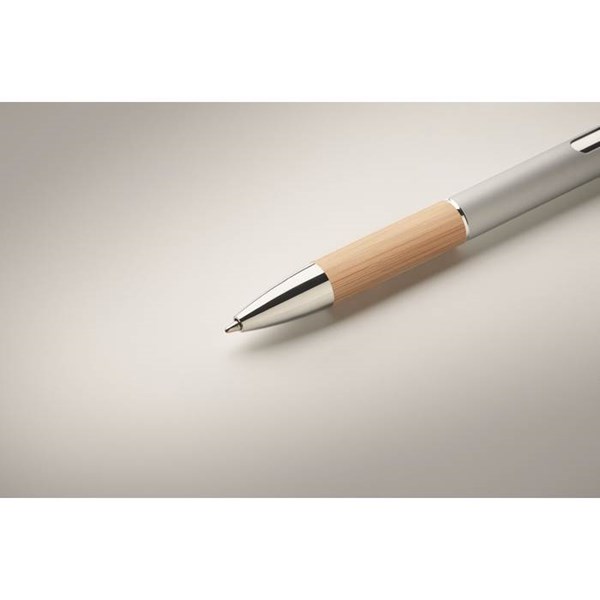 Obrázky: Hliníkové pero s bambusovým úchopem, stříbrná, MN, Obrázek 3
