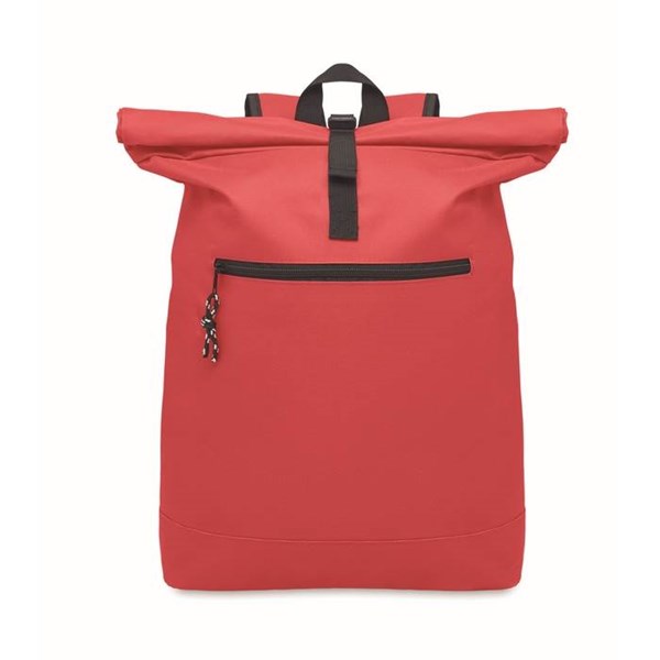 Obrázky: Červený polyest. rolovací batoh na notebook