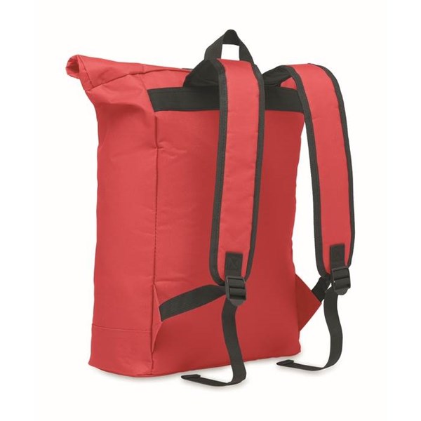 Obrázky: Červený polyest. rolovací batoh na notebook, Obrázek 3