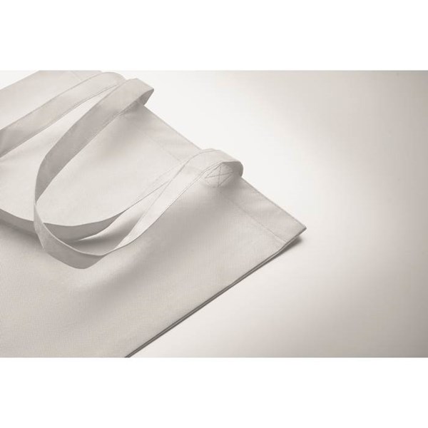 Obrázky: Bílá taška z netkané textilie RPET, dlouhé d., Obrázek 3