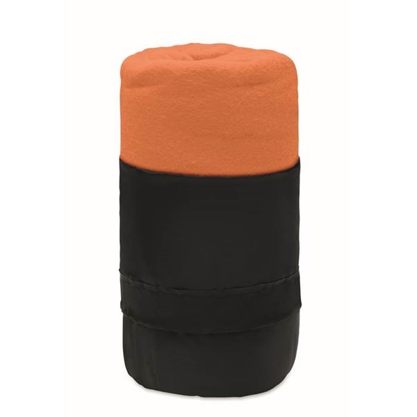 Obrázky: Fleecová cestovní deka z RPET s obalem, oranžová