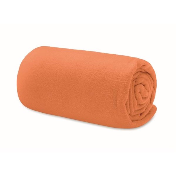 Obrázky: Fleecová cestovní deka z RPET s obalem, oranžová, Obrázek 2