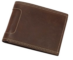 Obrázky: Hnědá kožená peněženka s kontrastním prošíváním