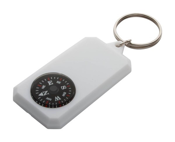 Obrázky: Bílý plastový přívěšek na klíče s kompasem