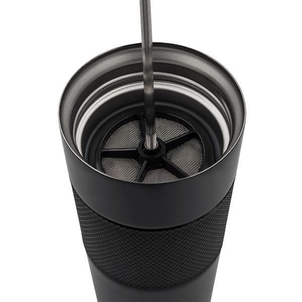 Obrázky: Černý termohrnek 450 ml s french press a pryž.úchop, Obrázek 4