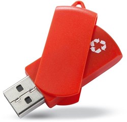 Obrázky: Recycloflash oranžový otočný USB disk 64 GB