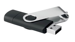 Obrázky: Černý OTG Twister USB flash disk s USB-C, 64GB
