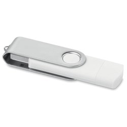 Obrázky: Bílý OTG Twister USB flash disk s USB-C, 64GB