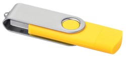 Obrázky: Žlutý OTG Twister USB flash disk s USB-C, 64GB