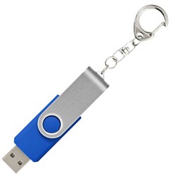 Obrázky: Twister stříbr.-modrý USB flash disk,přívěsek,64GB