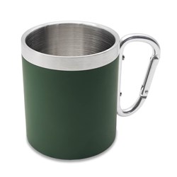 Obrázky: Zelený termohrnek 300ml z nerez oceli s karabinou