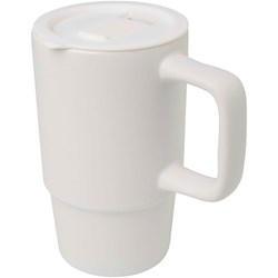 Obrázky: Bílý keramický hrnek 450 ml s plastovým víkem