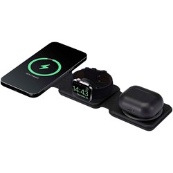 Obrázky: Černá skládací bezdrát.nabíječka 3v1/15W z rec. ABS