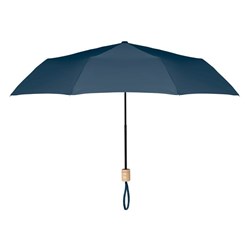 Obrázky: Tmavě modrý skládací deštník s dřevěným držadlem