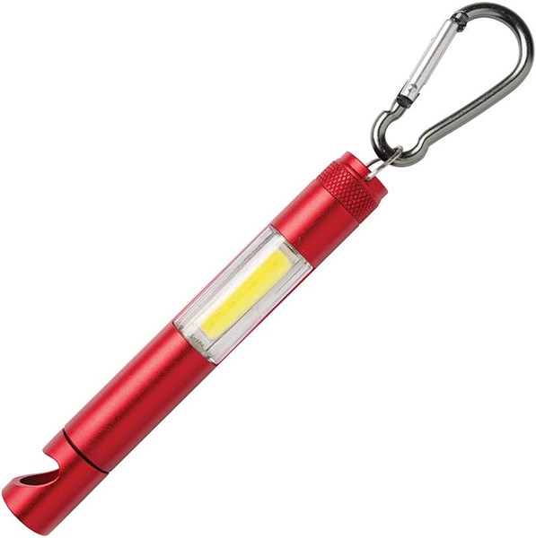 Obrázky: Červená kovová COB svítilna s magnetem a otvírákem, Obrázek 2