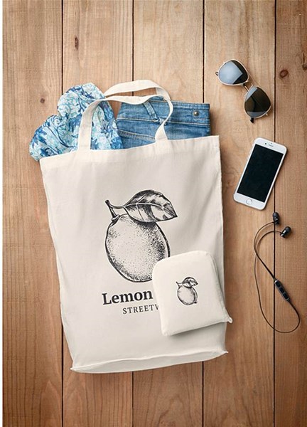 Obrázky: Skládací nákupní taška natural s krátkými uchy, Obrázek 3