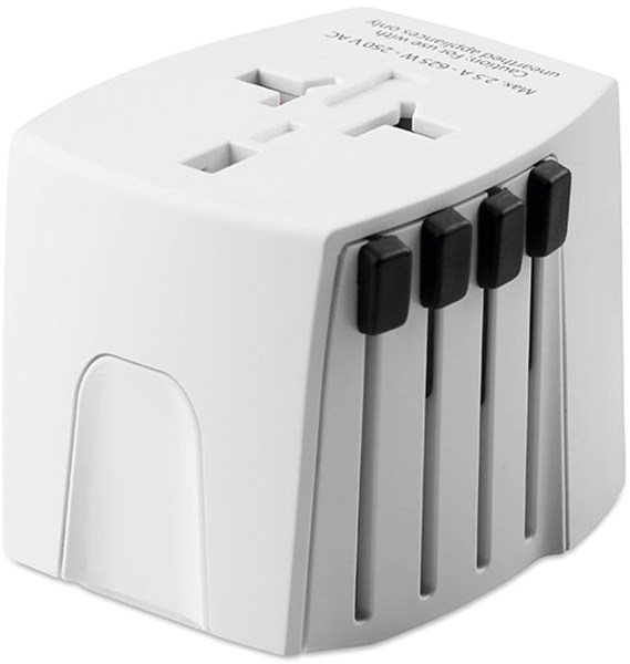 Obrázky: Bílý cestovní zásuvkový adaptér s USB nabíječkou, Obrázek 6