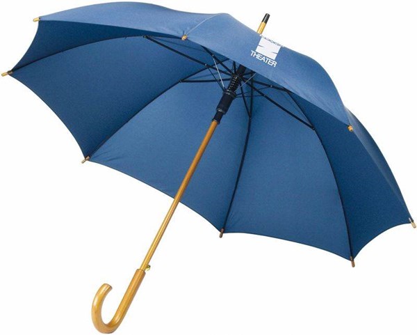 Obrázky: Nám. modrý automatický deštník s dřevěnou rukojetí, Obrázek 2