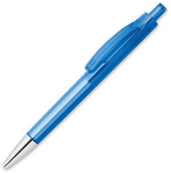 Obrázky: Transparentně modré kuličkové pero, lesklý hrot