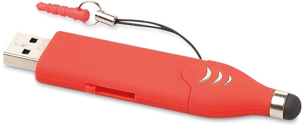 Obrázky: OTG Touch USB flash disk 2 GB se stylusem,červený, Obrázek 2